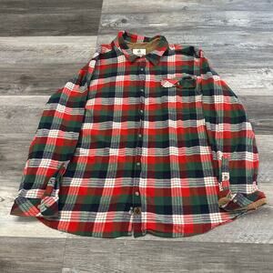 Legendary Whitetails Green Red Plaid Mens 4XL Flannel Corduroy Shacket Button Up